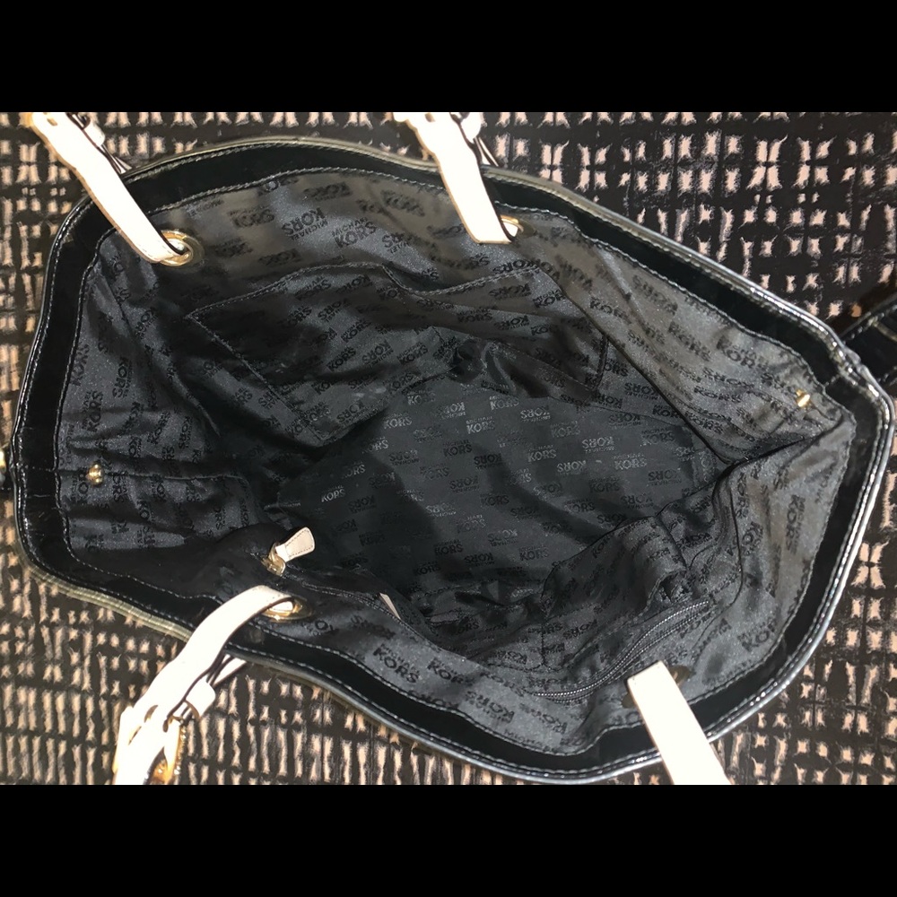 Michael Kors Black  Patent Leather Monogram Tote - Picture 3 of 5